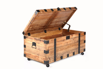 Mesa auxiliar con cuatro ruedas y gran capacidad de almacenamiento - Natural/Negro