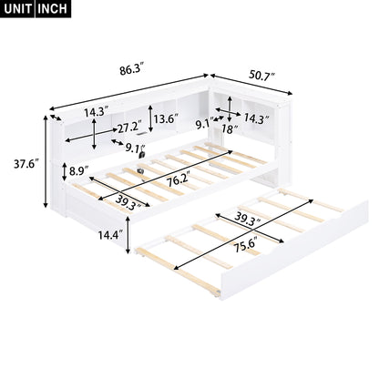 Daybed With Trundle, Storage Cabinets, USB Ports