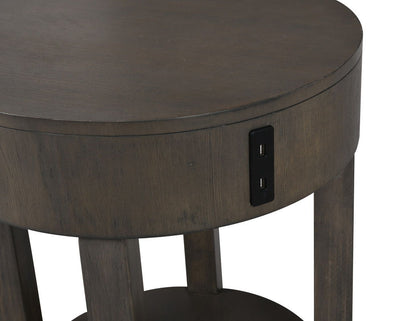 Jonah - Mesa auxiliar de MDF con puertos USB - Marrón claro