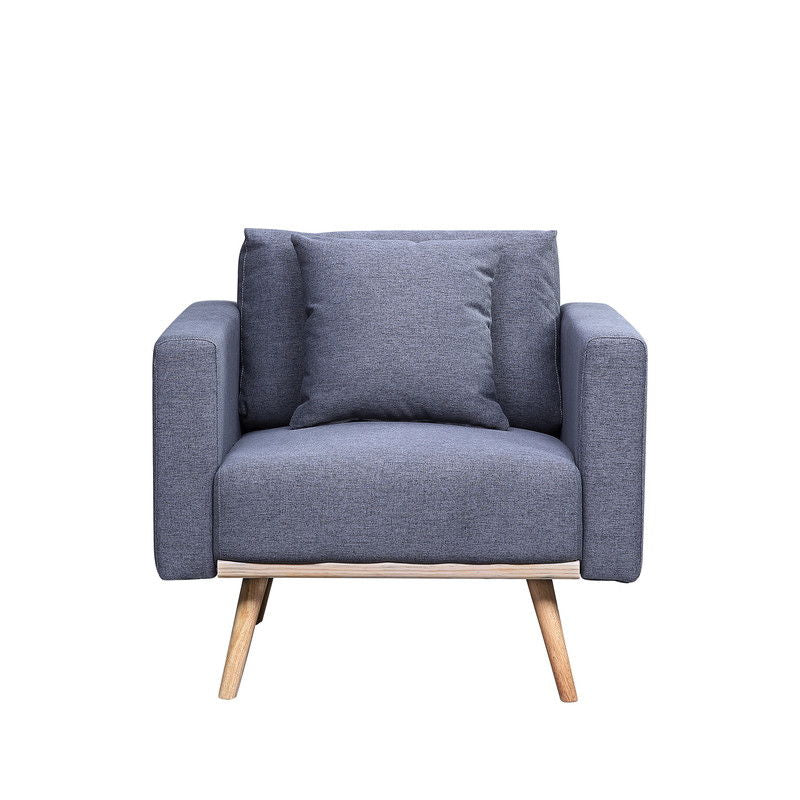 Easton - Silla de tela de lino con puertos de carga USB, bolsillos y almohadas