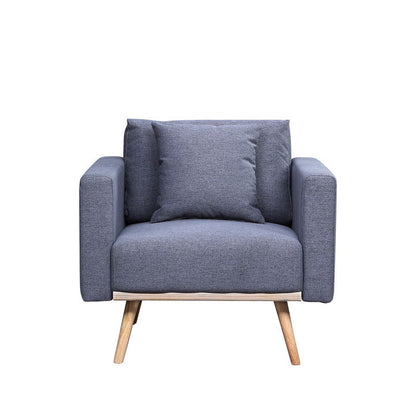 Easton - Silla de tela de lino con puertos de carga USB, bolsillos y almohadas