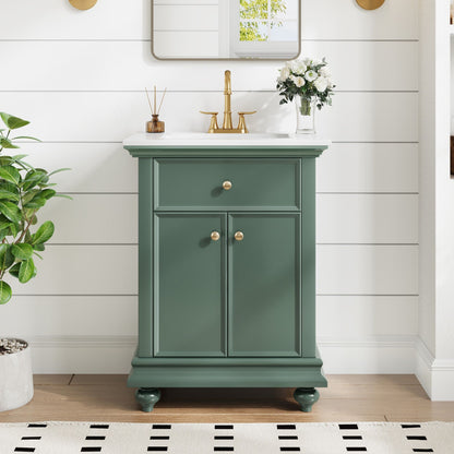 Modern Bathroom Vanity With Tip-Out Drawer And Soft-Close Hinges