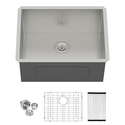 Undermount Laundry Sink 24" Deep Single Bowl - Brushed Nickel