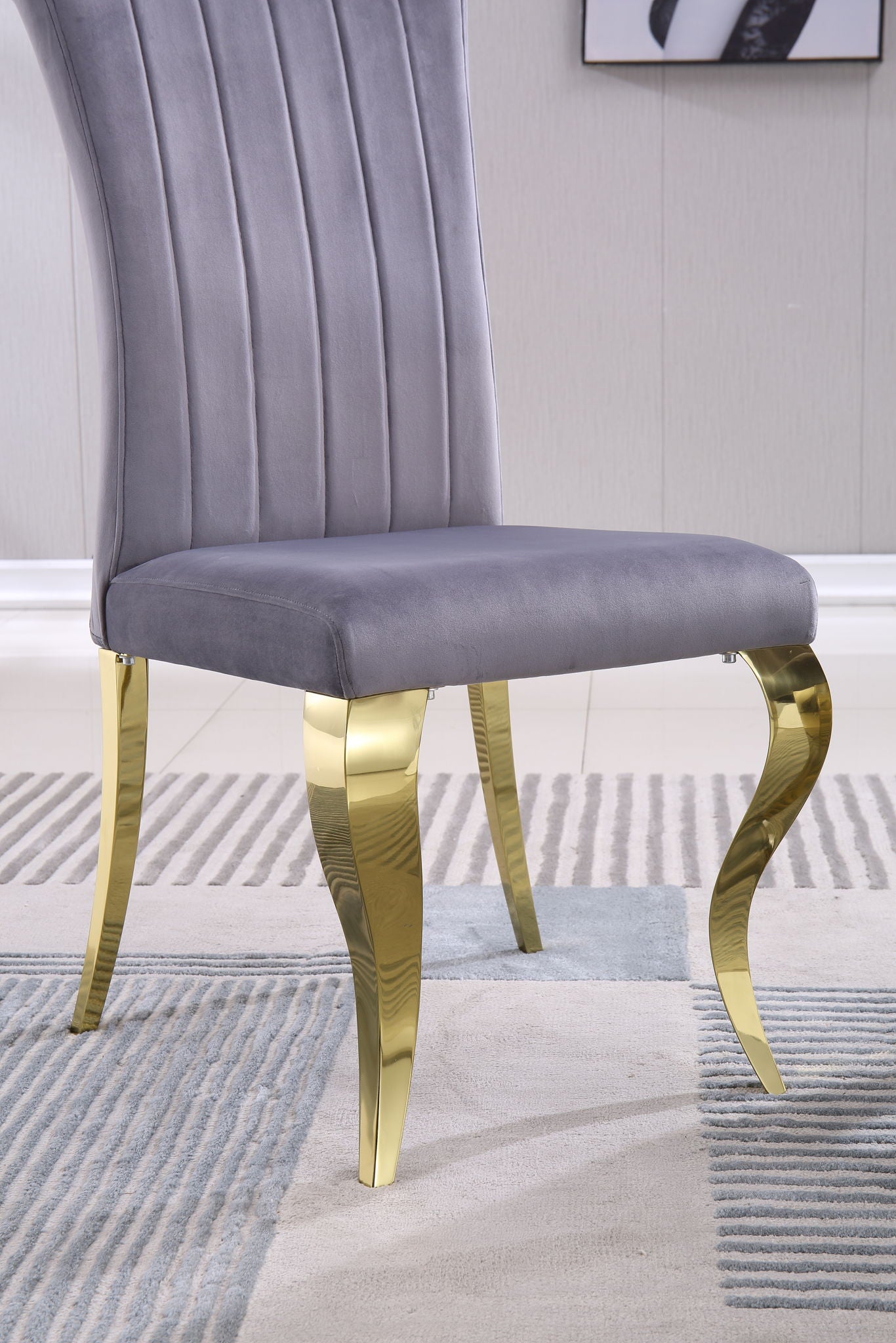 Upholstered Accent Armless Chairs With Stripe Backrest (Set of 2)
