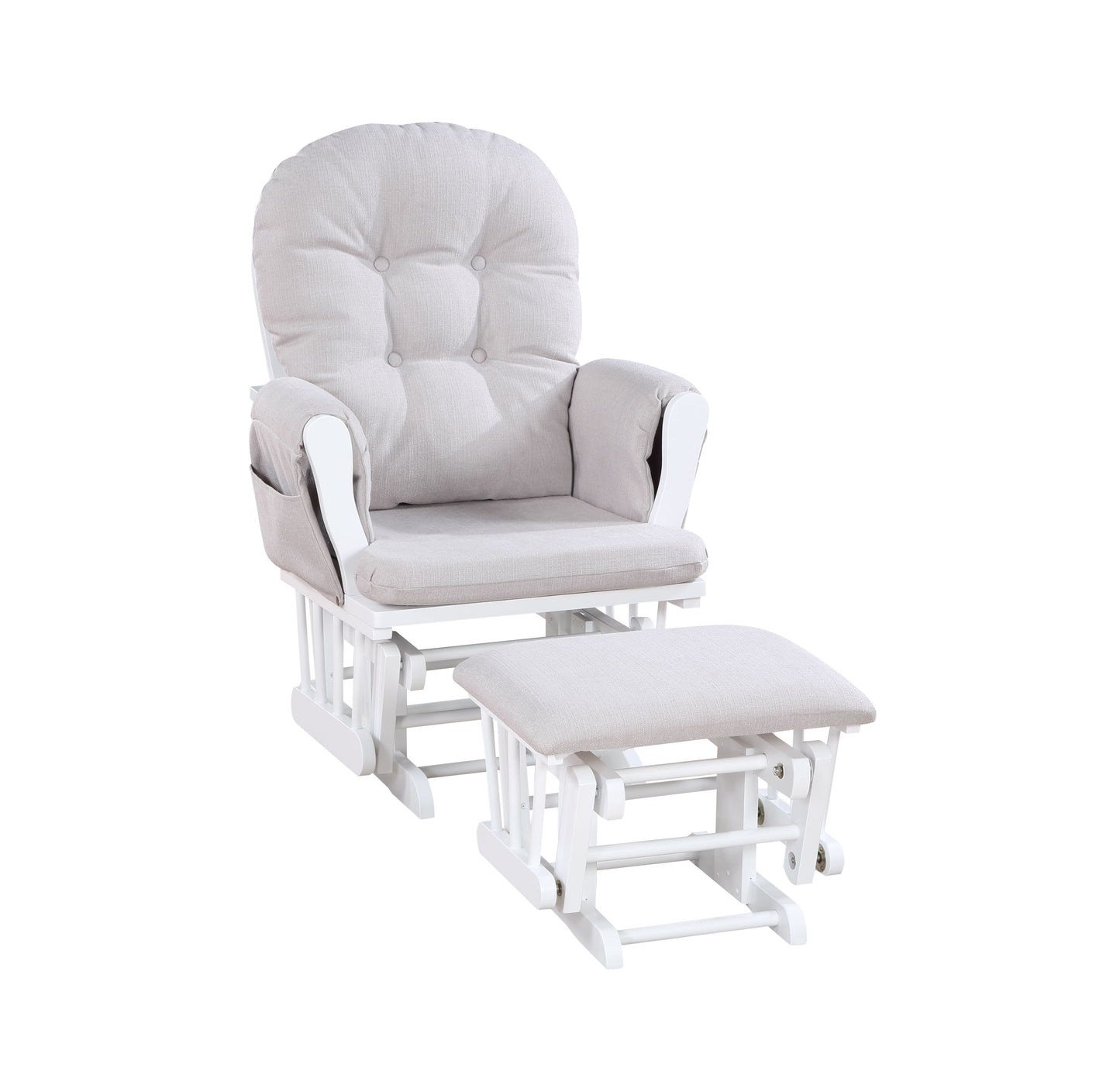 Mason - Planeador y otomana de madera blanca