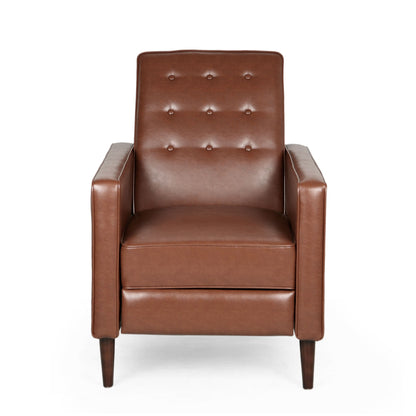 Mid-Century Modern Recliner With Button Tufted Waffle Stitch