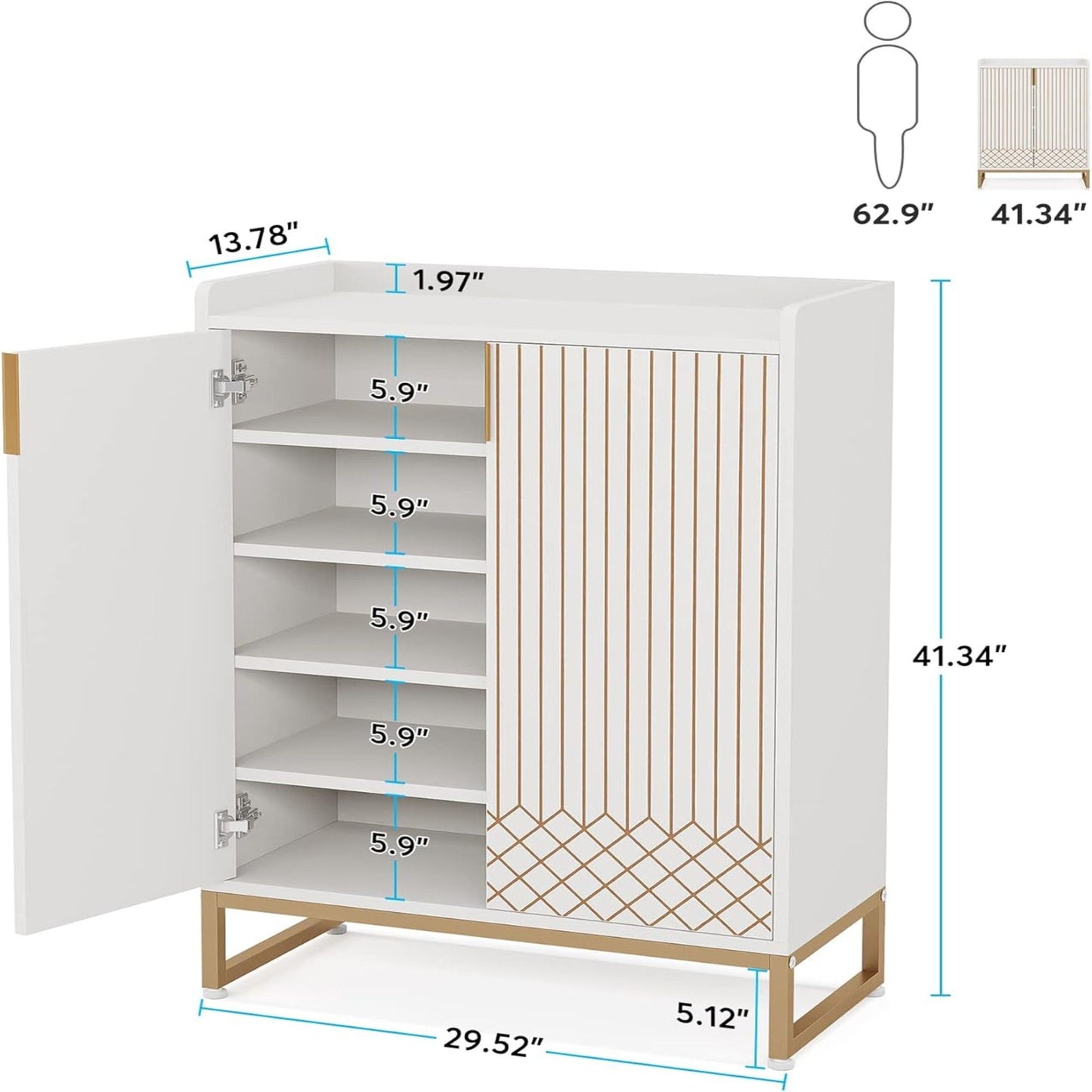 5 Tiers Shoe Storage Organizer With Doors