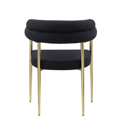 Dining Chairs (Set of 2), Mid-Century Modern Dining Chairs, Kitchen Dining Room Chairs, Round Boucle Backrest Sherpa Dining Chair With Brushed Metal Legs
