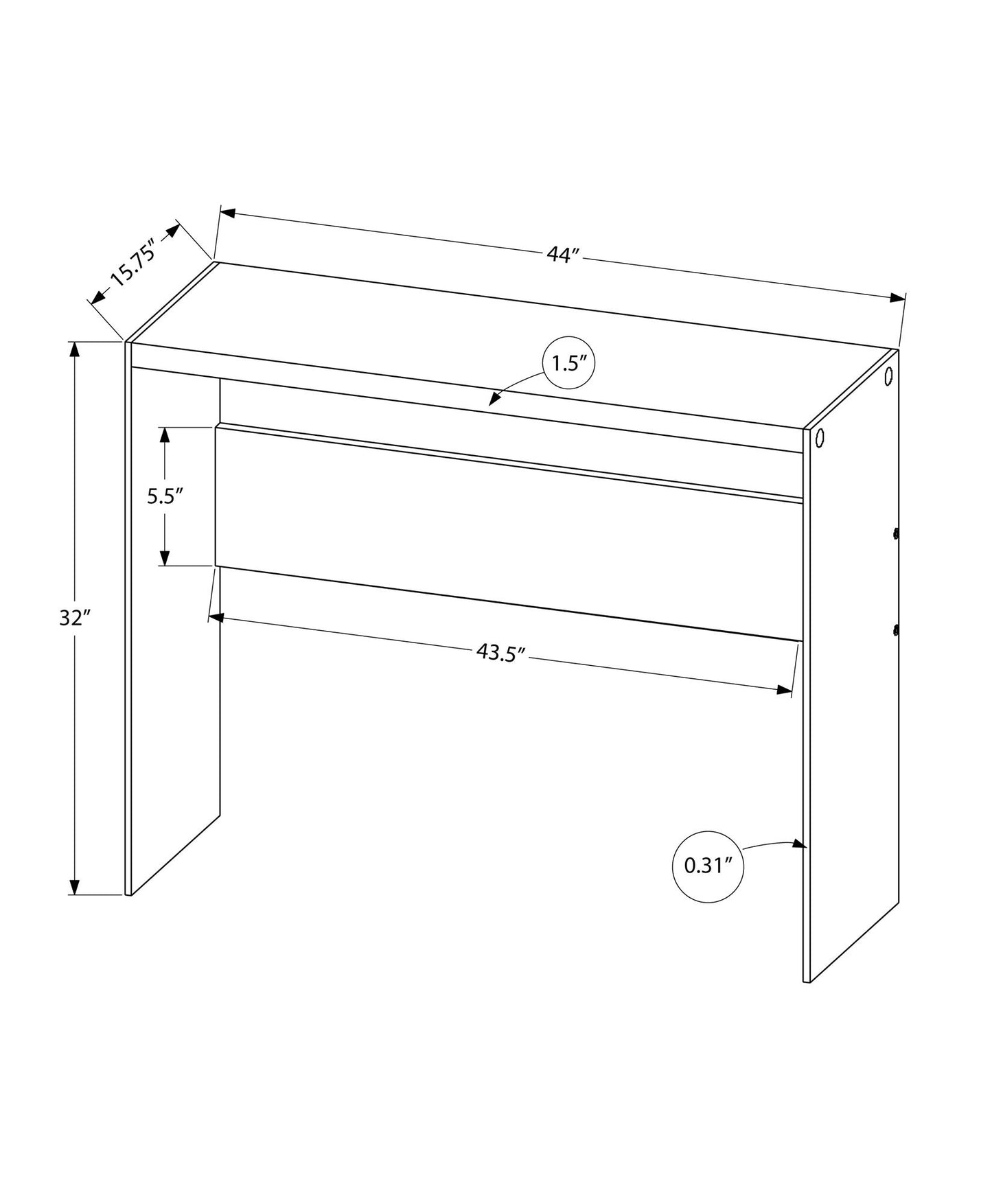 Mesa consola auxiliar para entrada, superficie brillante y espaciosa