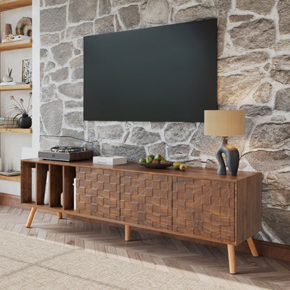 TV Stand, Cabinet For Living Room, Fits TVs Up To 80" - Walnut