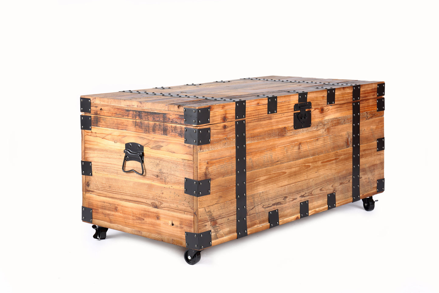 Mesa auxiliar con cuatro ruedas y gran capacidad de almacenamiento - Natural/Negro