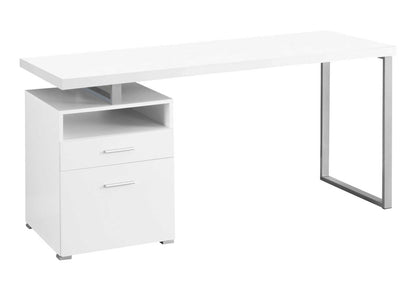 Escritorio para computadora de oficina en casa, portátil, configuración izquierda-derecha, cajones de almacenamiento, contemporáneo y moderno.