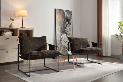 Sillón colgante tapizado con reposabrazos y estructura de metal (juego de 2), cojines de espuma y trenzado hipoalergénico para sala de estar y dormitorio.