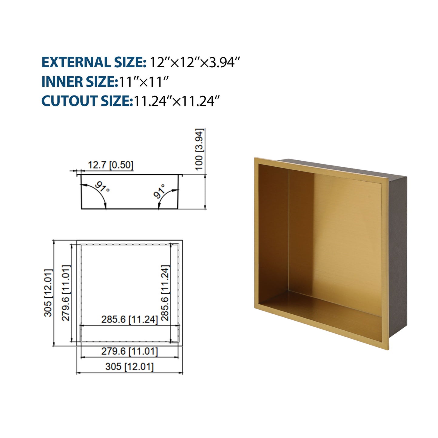 Stainless Steel Shower Niche With Seamless Design For Bathroom Storage