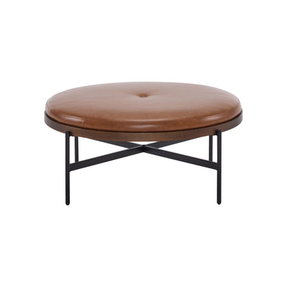 Lyricie - Modern Cocktail Ottoman With Foam Padding And Metal X Base - Brown / Black