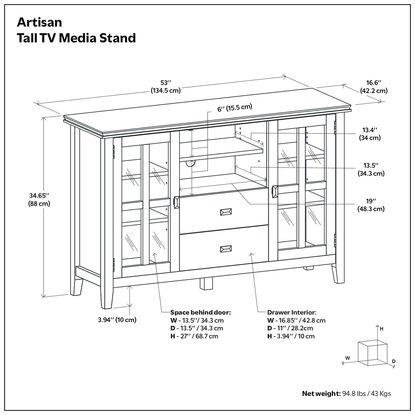 Artisan - Soporte alto para TV hecho a mano