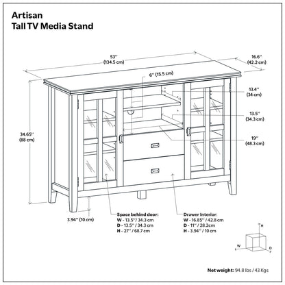 Artisan - Soporte alto para TV hecho a mano