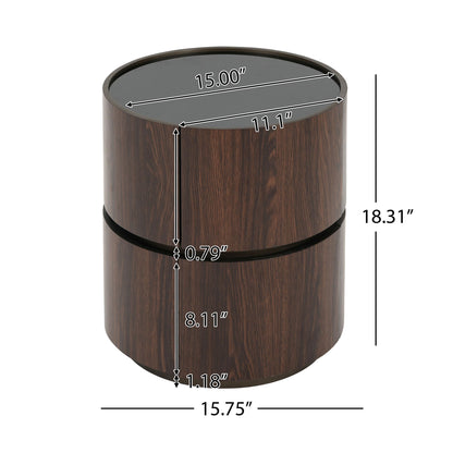 Elegant Italian High Grade Double Layer Storage Round Side Table - Brown / Black