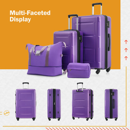 Juego de 2 maletas con ruedas giratorias extensibles, maleta ligera de ABS con cerradura TSA de 20"/28"