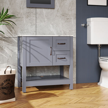 Mueble de baño con espejo y encimera - Gris
