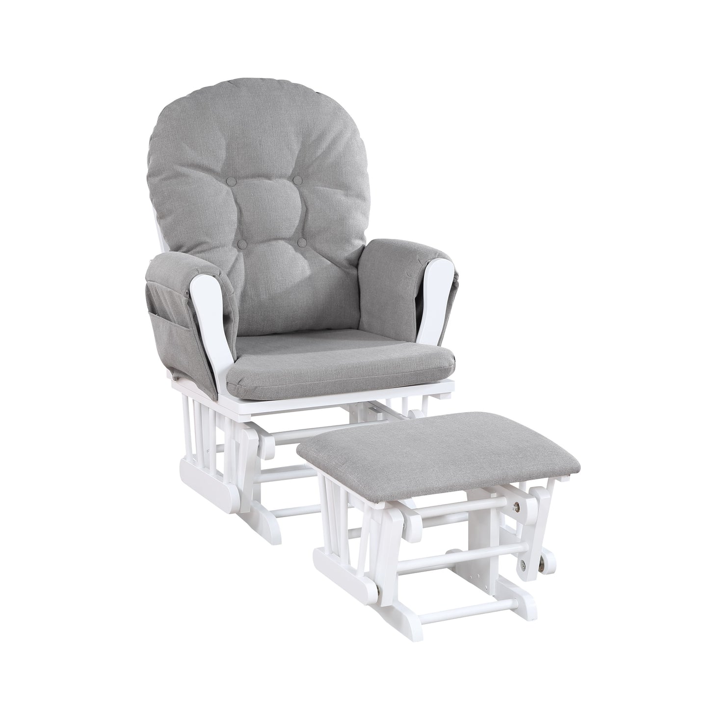 Mason - Planeador y otomana de madera blanca