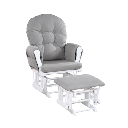 Mason - Planeador y otomana de madera blanca
