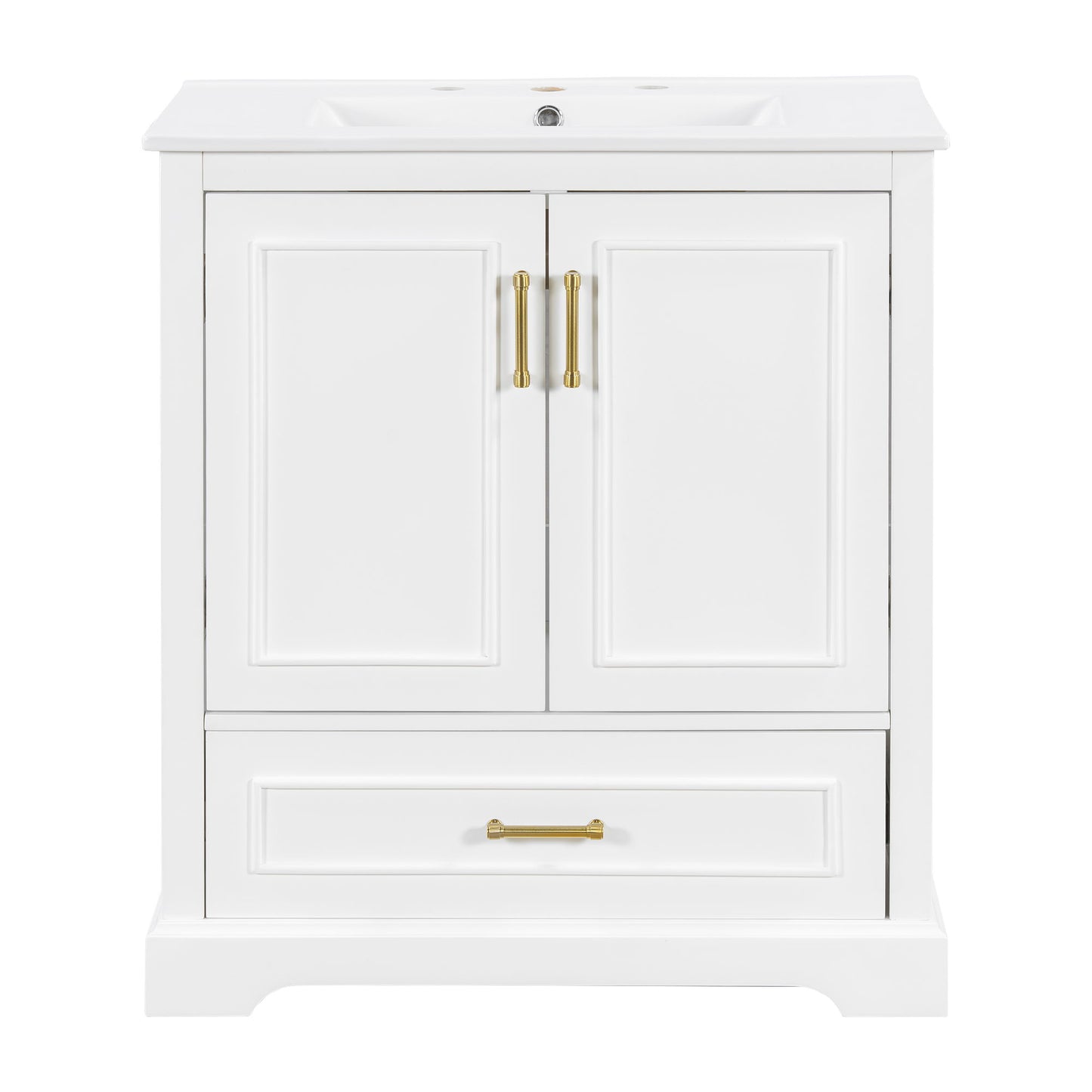 Bathroom Vanity With Sink, 1 Divided Drawer And 2 Soft Close Doors With Double Shelf