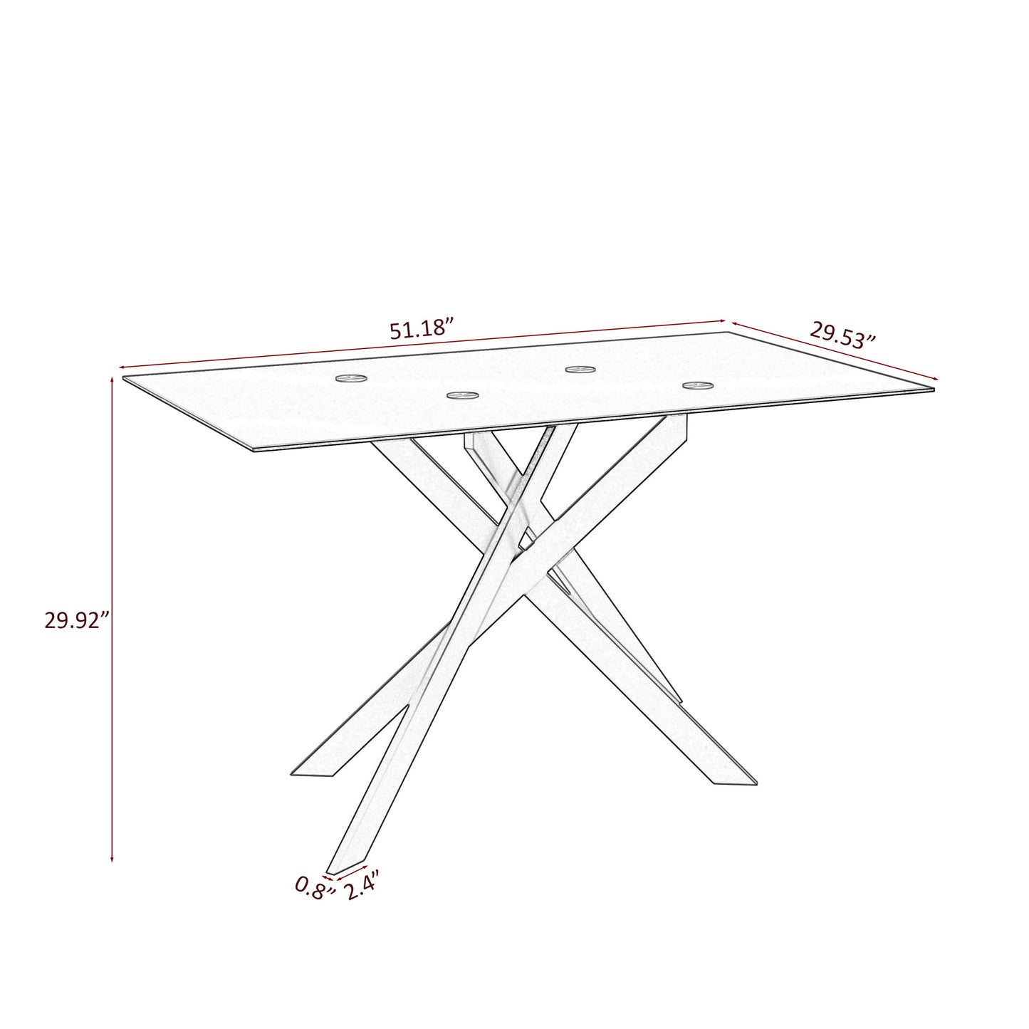 Rectangular Black Tempered Glass Dining Table, Stylish Design With Chrome Plated Metal Legs, Dining Table For Dining Room - Black