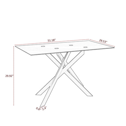 Rectangular Black Tempered Glass Dining Table, Stylish Design With Chrome Plated Metal Legs, Dining Table For Dining Room - Black