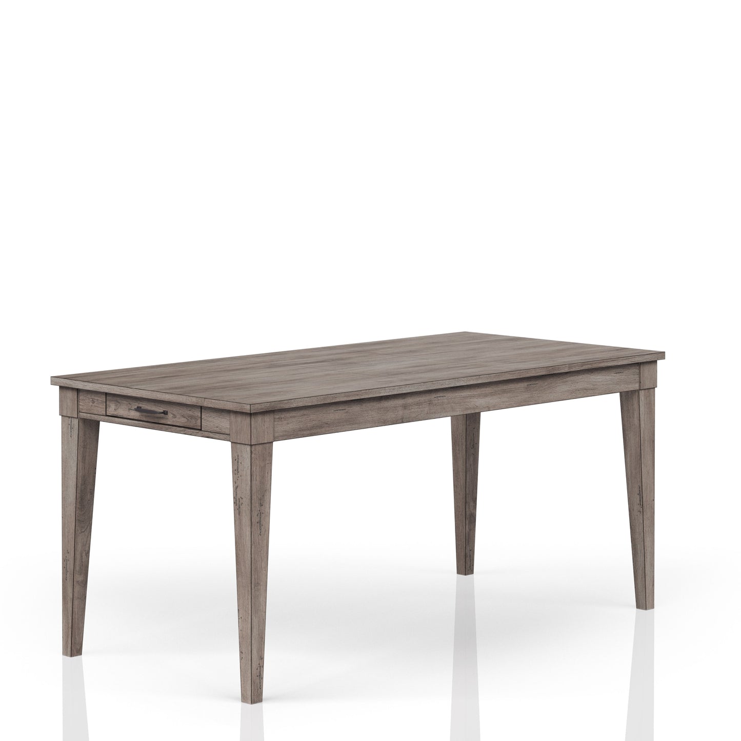 Mesa de comedor rústica con dos cajones y hojas - Gris