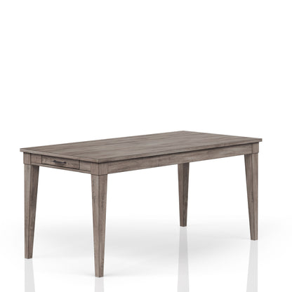Mesa de comedor rústica con dos cajones y hojas - Gris