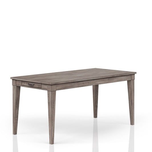 Mesa de comedor rústica con dos cajones y hojas - Gris