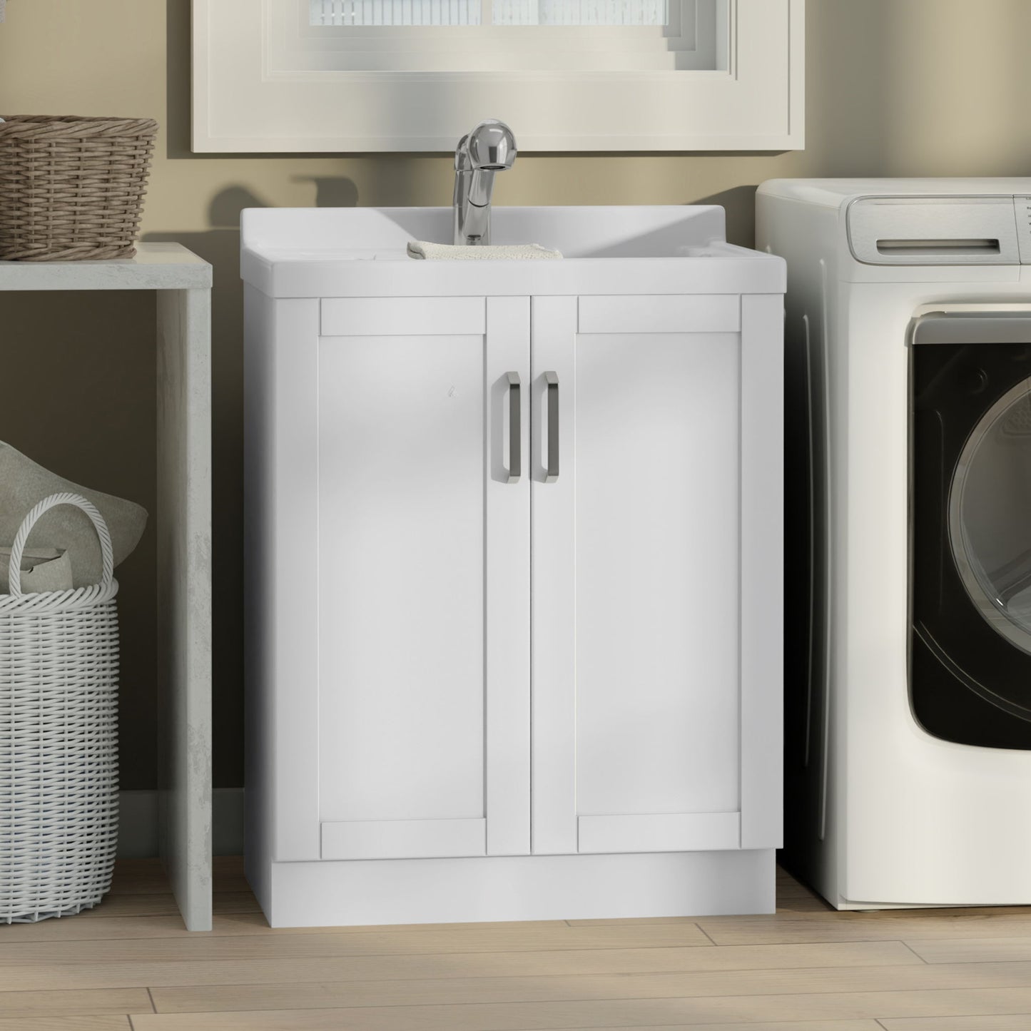 Kyle - Mueble de lavandería, grifo y fregadero de acero inoxidable