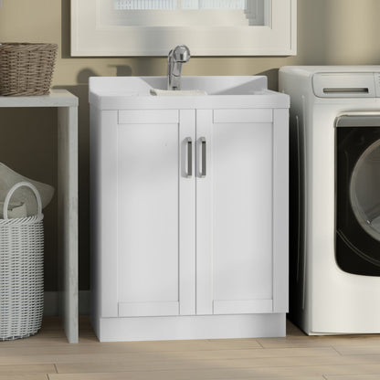 Kyle - Mueble de lavandería, grifo y fregadero de acero inoxidable