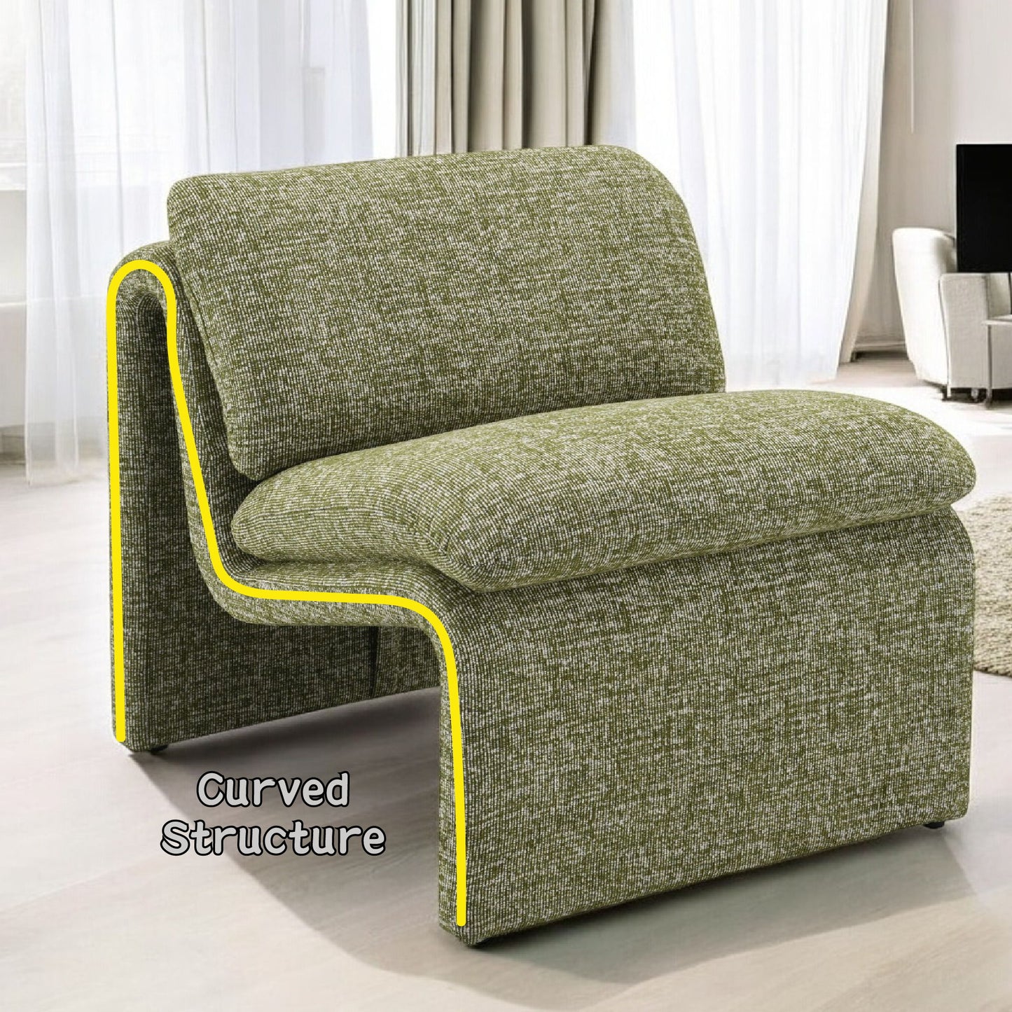 Jaeda - Silla decorativa elegante e innovadora con forma curva