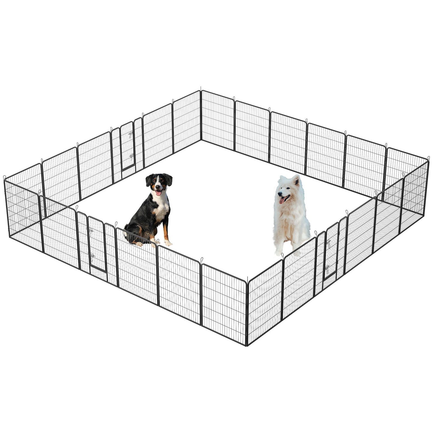 Corrales para perros de exterior con paneles plegables de altura, parque de juegos portátil de metal resistente para perros, cerca antioxidante para ejercicios en interiores con puertas para mascotas, corral de juegos para RV, patio de camping