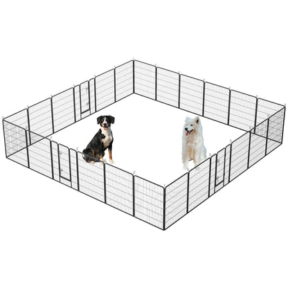 Corrales para perros de exterior con paneles plegables de altura, parque de juegos portátil de metal resistente para perros, cerca antioxidante para ejercicios en interiores con puertas para mascotas, corral de juegos para RV, patio de camping