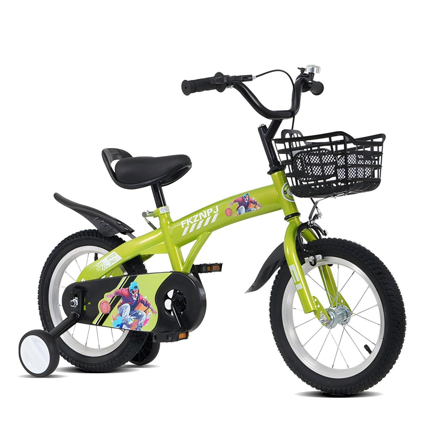 Fkznpj - Bicicleta deportiva para niños de 16" con ruedas de entrenamiento y soporte. Sillín ajustable. Ideal para niños y niñas de 4 a 8 años. Altura de 41 a 46". Disponible en varios colores.
