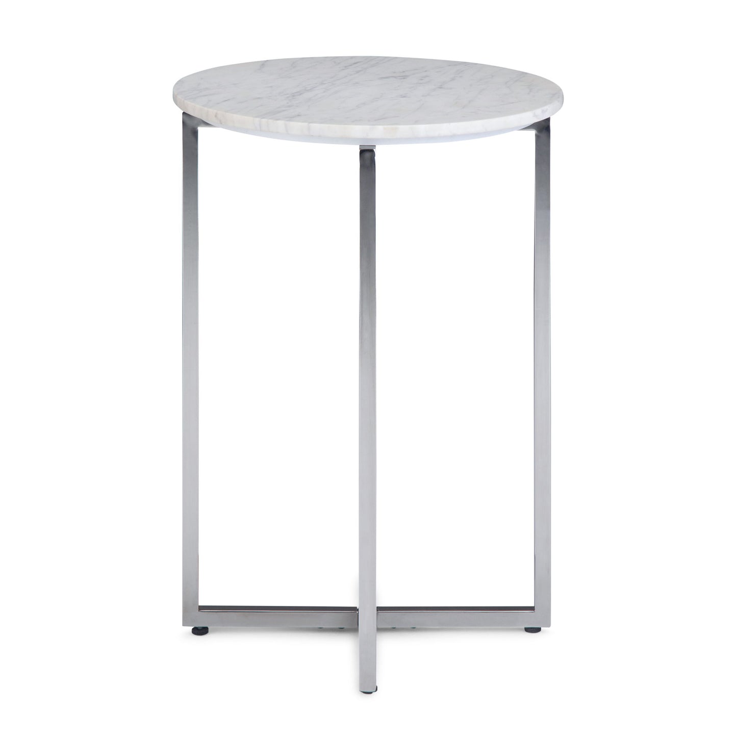 Marsden - Mesa auxiliar con base de acero inoxidable pulido - Blanco/Plateado