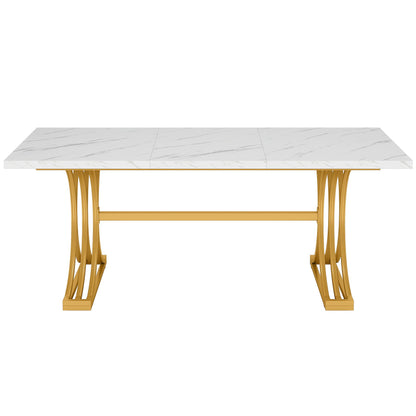Executive Desk With X-Legs, Sturdy Office Workstation For Home Office - White / Gold