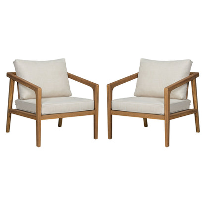 Westin - Outdoor Acacia Wood Club Chair (Set of 2) - Teak / Beige