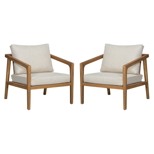 Westin - Outdoor Acacia Wood Club Chair (Set of 2) - Teak / Beige