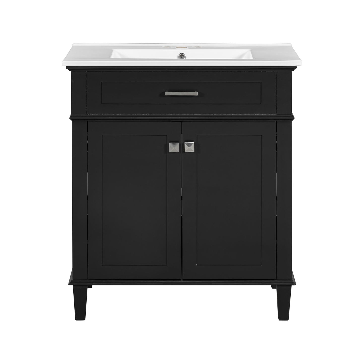 Mueble de baño con lavabo de cerámica, puerta de cierre suave y estantes ajustables