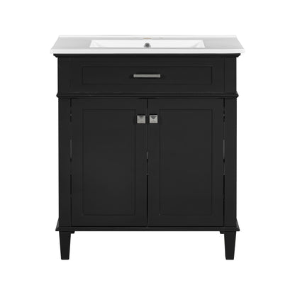 Mueble de baño con lavabo de cerámica, puerta de cierre suave y estantes ajustables