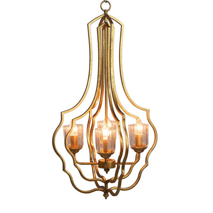 Lámpara colgante de metal de 4 luces con cadena ajustable para cocina (bombilla no incluida), color dorado