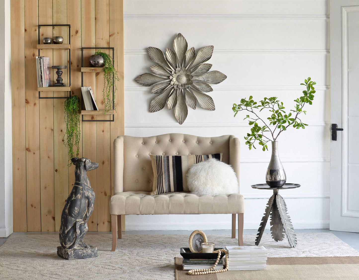 Estante de pared con dos estantes - Negro y marrón