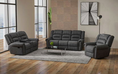 Reclining Sofa - Gray - Solid Wood