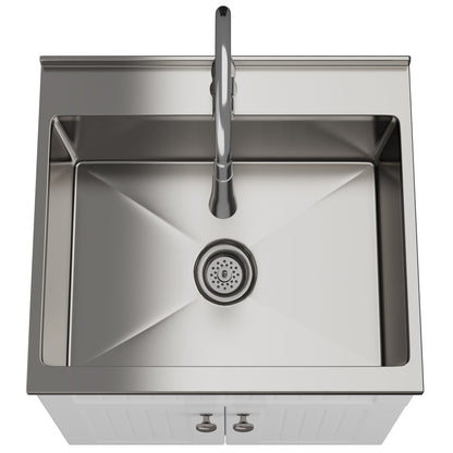 Beckham - Mueble de lavandería, grifo y fregadero de acero inoxidable
