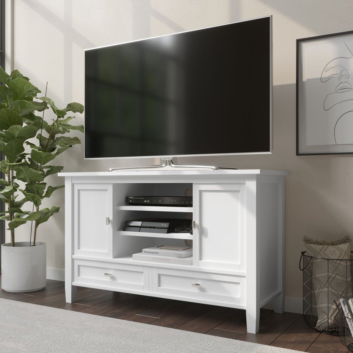 Warm Shaker - Soporte para TV de estilo transicional
