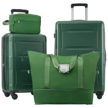 Juego de 2 maletas con ruedas giratorias extensibles, maleta ligera de ABS con cerradura TSA de 20"/24"